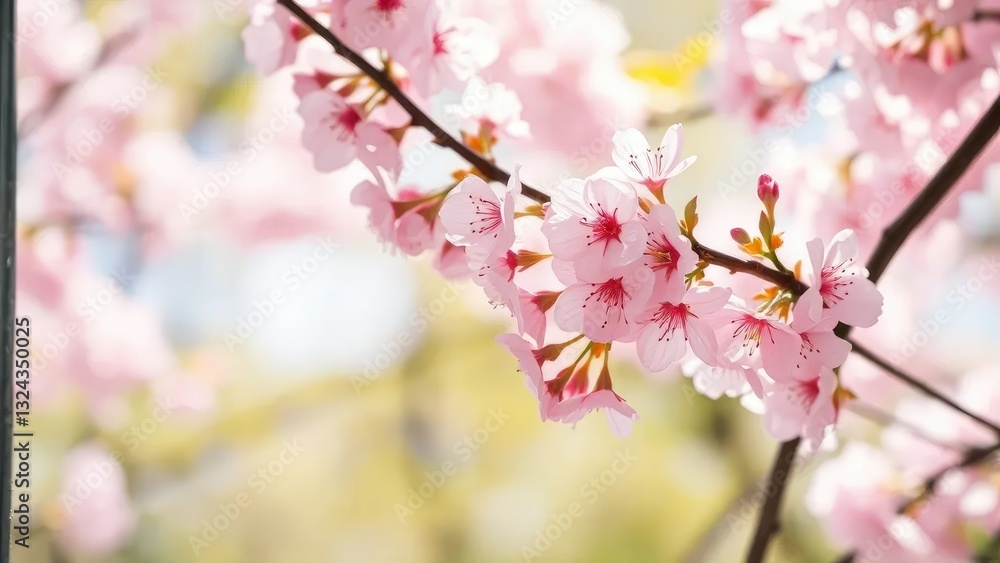 A delicate cherry blossom falls through a windowpane, flowers, cherry blossoms A delicate cherry blossom falls through a windowpane, flowers, cherry blossoms