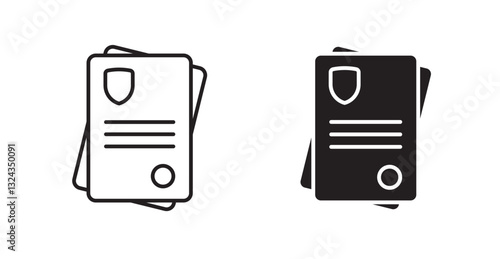 Insurance Claim thin line and fill vector icons set