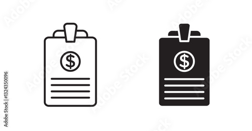 Insurance policy thin line and fill vector icons set