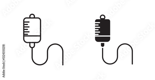 IV drip thin line and fill vector icons set