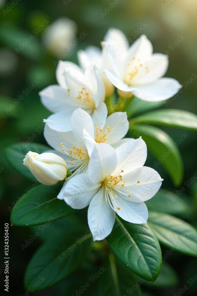 Delicate white rhododendron flowers unfolding, bloom, garden, spring Delicate white rhododendron flowers unfolding, bloom, garden, spring