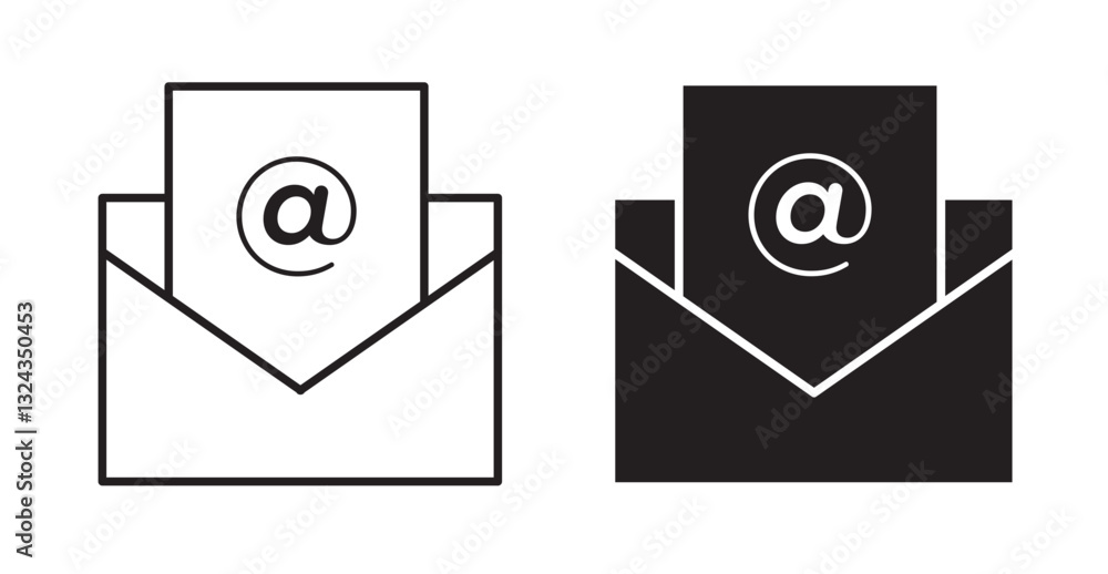 Mail thin line and fill vector icons set Mail thin line and fill vector icons set