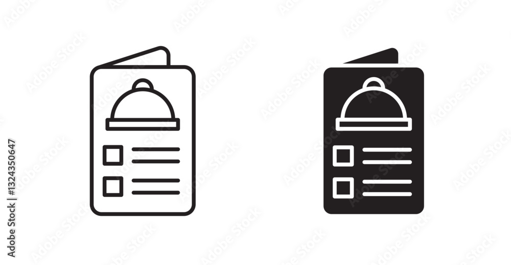 Menu thin line and fill vector icons set Menu thin line and fill vector icons set