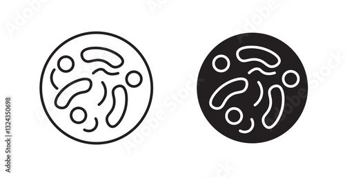 Microorganism thin line and fill vector icons set