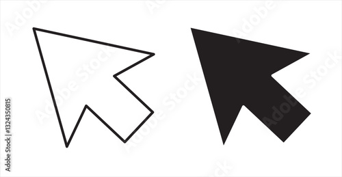Mouse thin line and fill vector icons set