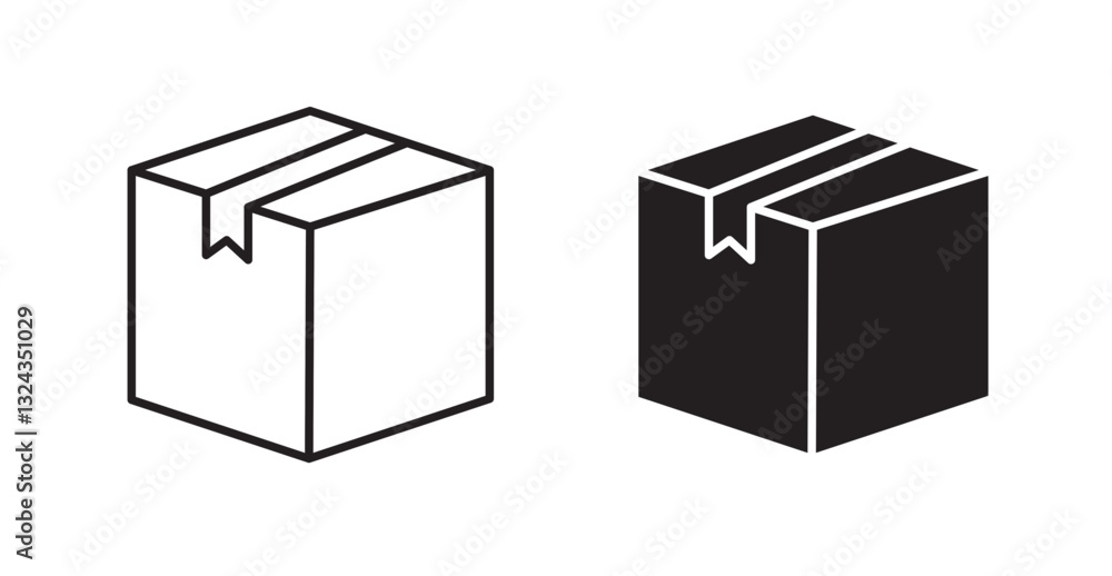 Package thin line and fill vector icons set Package thin line and fill vector icons set