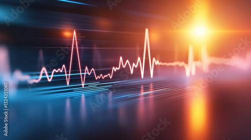 dynamic image showing audio waveform transition with vibrant colors and light effects, creating sense of energy and movement