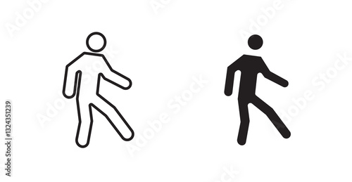 Pedestrian thin line and fill vector icons set