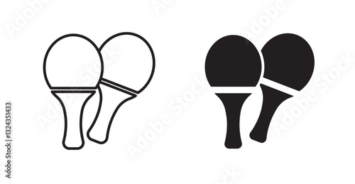 Ping pong thin line and fill vector icons set