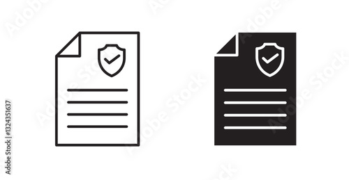Policyholder thin line and fill vector icons set