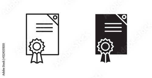 Qualification thin line and fill vector icons set