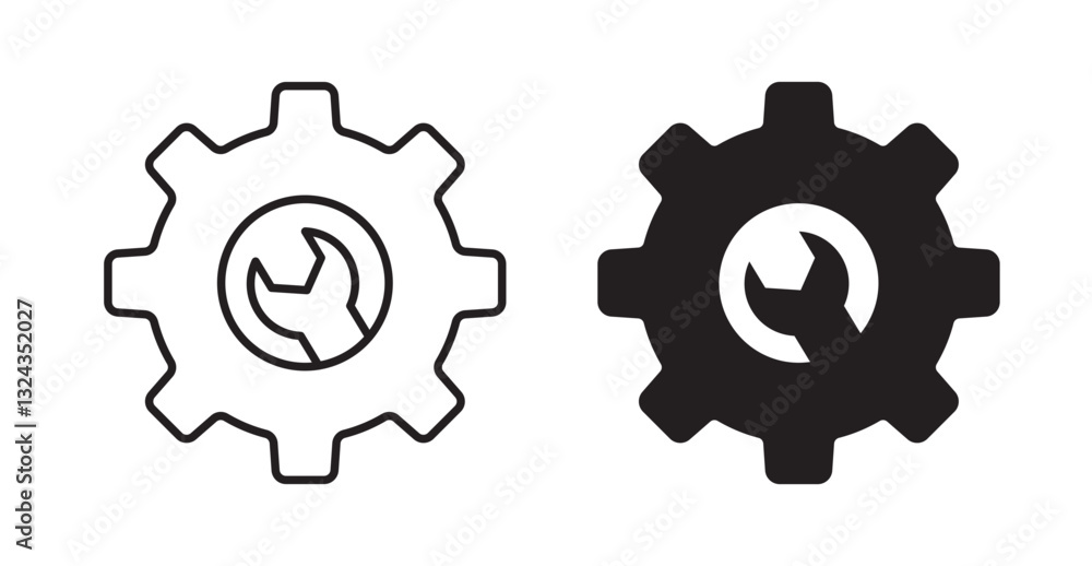Repair thin line and fill vector icons set Repair thin line and fill vector icons set