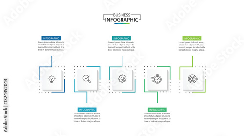 5 Step Infographic element design Vector template for presentation.	