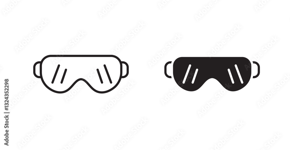 Safety goggles thin line and fill vector icons set Safety goggles thin line and fill vector icons set
