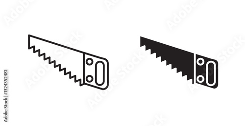 Saw thin line and fill vector icons set