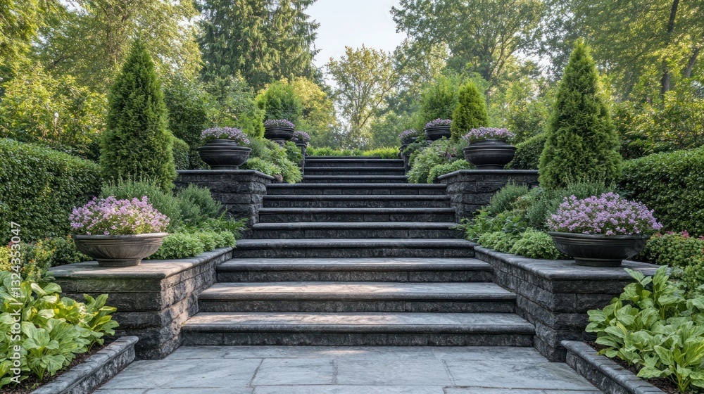 Stone Steps Ascending Lush Garden Landscape Stone Steps Ascending Lush Garden Landscape