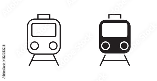 Subway thin line and fill vector icons set