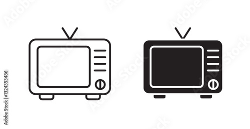 Television thin line and fill vector icons set