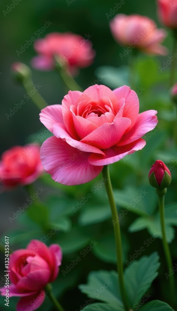 Full bloom in garden among other flowers and leaves, nature, blooms Full bloom in garden among other flowers and leaves, nature, blooms