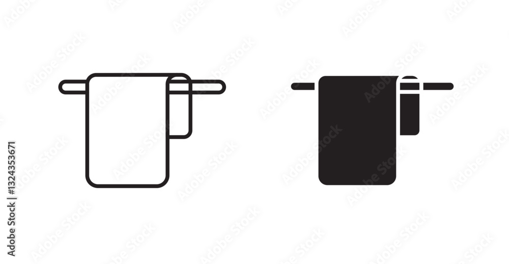 Towel thin line and fill vector icons set Towel thin line and fill vector icons set