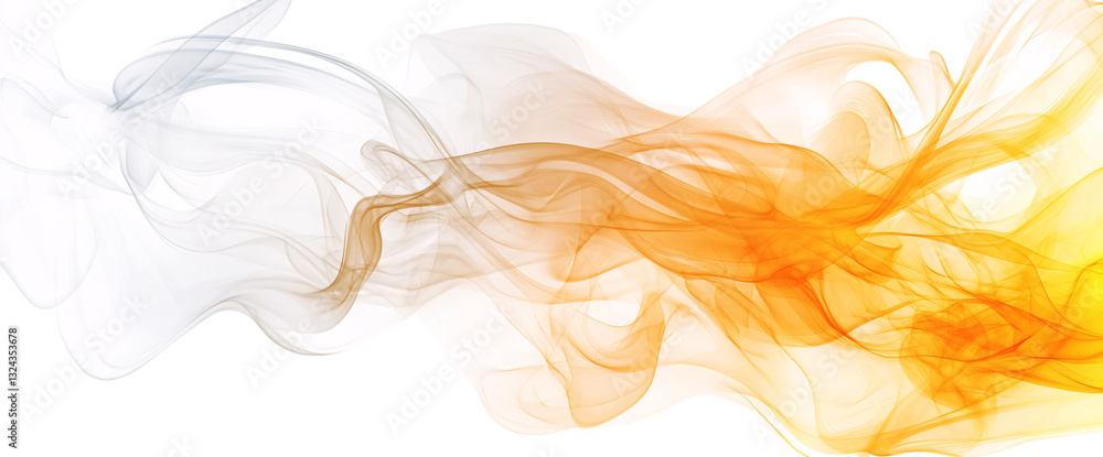 Fire on a transparent background, in white and yellow colors, in PNG