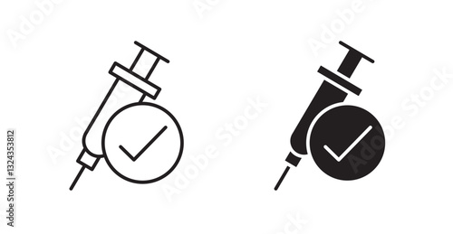Vaccination thin line and fill vector icons set