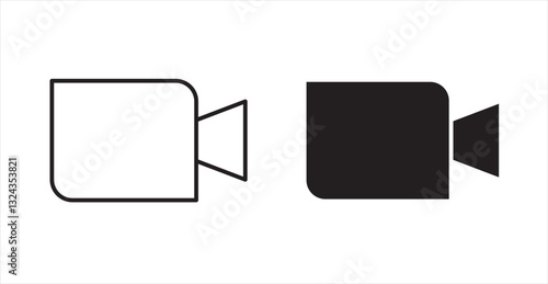 Video call thin line and fill vector icons set