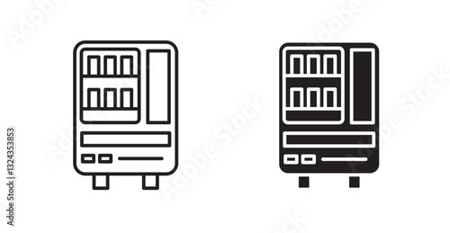 Vending machine thin line and fill vector icons set