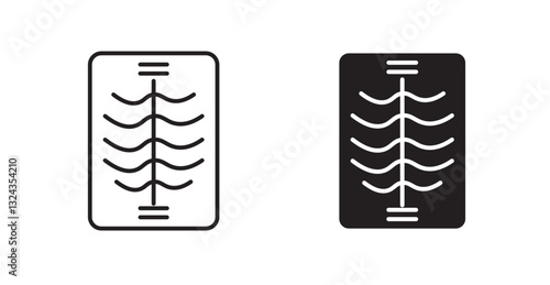 X-ray scan thin line and fill vector icons set