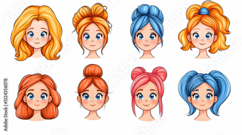 Wallpaper Mural Cute girl hairstyles.  Various updos and ponytails Torontodigital.ca