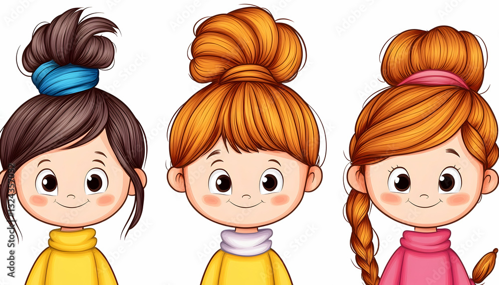 Cute girls with different hairstyles Cute girls with different hairstyles