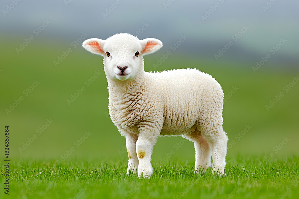 Cute lamb in a grassy field Cute lamb in a grassy field