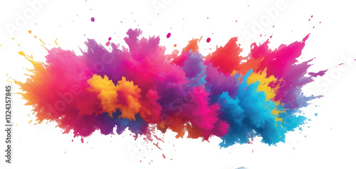 A Captivating Abstract Watercolor Composition Featuring Bright and Bold Color Streaks, Splashes, and Brush Strokes on a White Canvas, Creating a Beautiful, Energetic Explosion of Color.
 photo