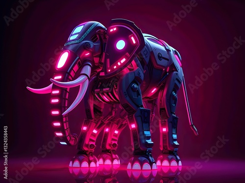 3d robot elephant cyberpunk, modern future concept