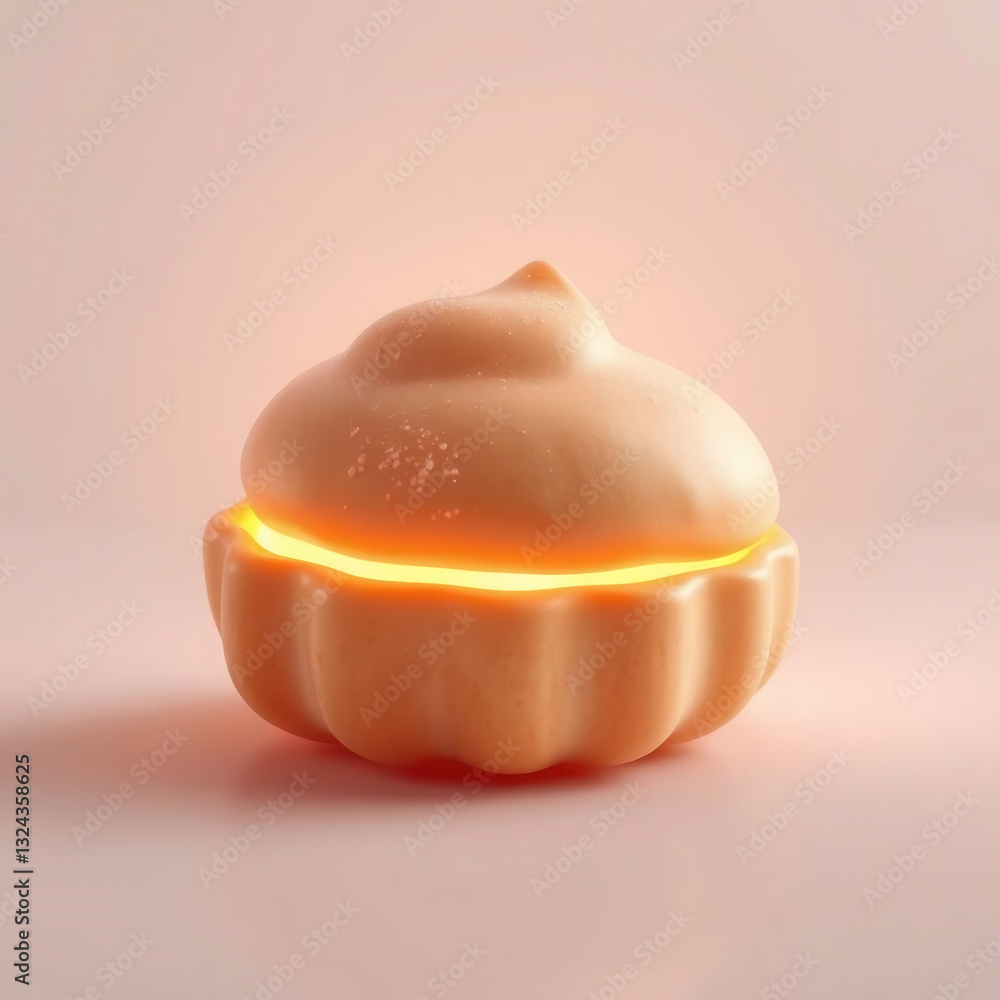 Glowing Pastry Delight: A Single Treat with Soft Radiance on a Minimalist 3D Background Glowing Pastry Delight: A Single Treat with Soft Radiance on a Minimalist 3D Background