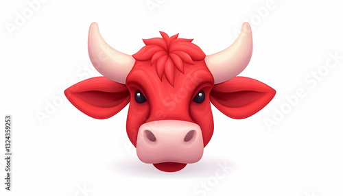 Cute red bull head illustration