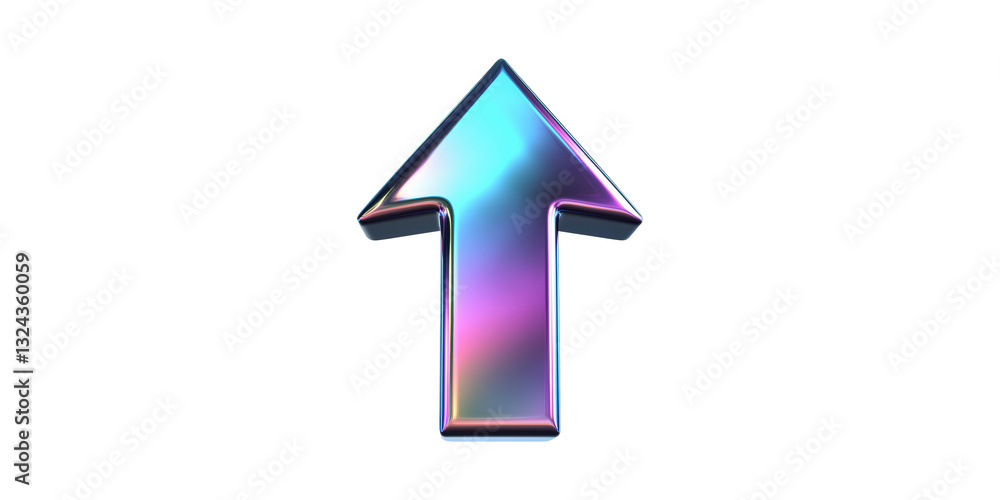 Metallic iridescent arrow symbol icon set isolated on transparent background Metallic iridescent arrow symbol icon set isolated on transparent background