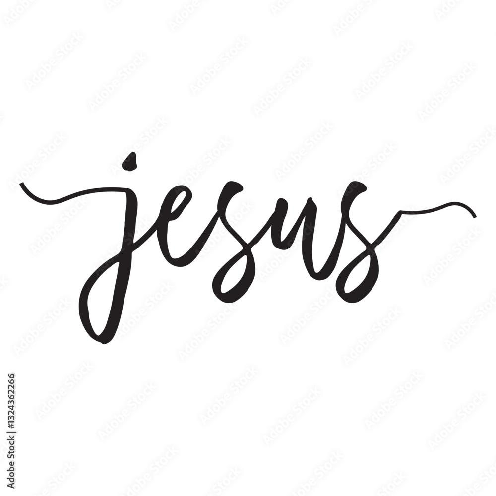 Jesus Calligraphy word Christian vector illustration Jesus Calligraphy word Christian vector illustration