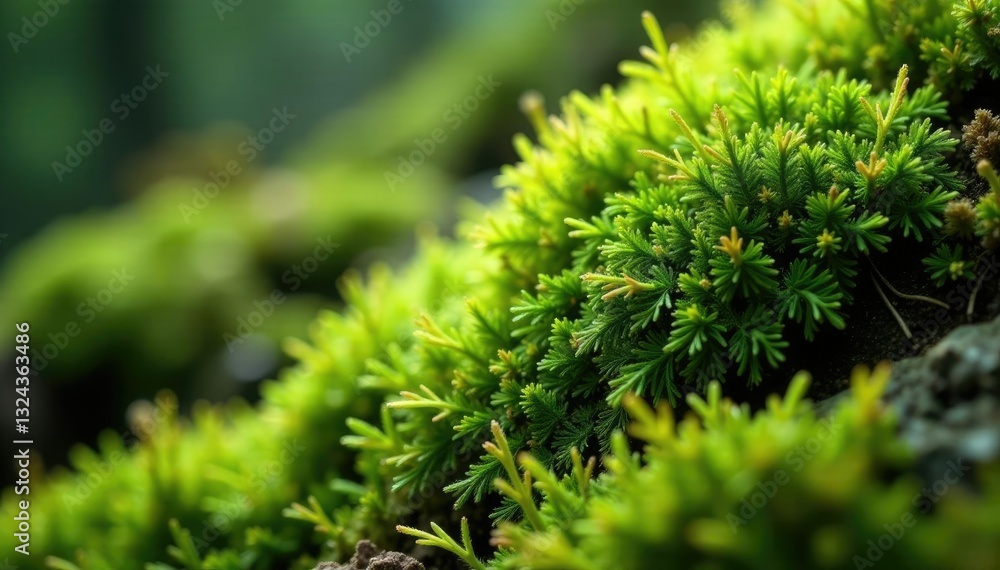 High-angle shot of Manns Knabenkraut growth amidst a carpet of moss and ferns, moss, high angle, texture High-angle shot of Manns Knabenkraut growth amidst a carpet of moss and ferns, moss, high angle, texture