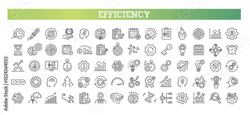 Productivity and efficiency line icons