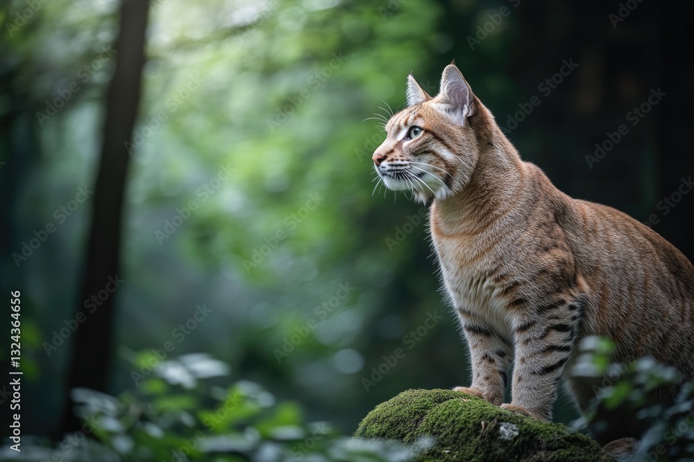 majestic wild cat in its natural habitat bathed in dappled sunlight from forest canopy majestic wild cat in its natural habitat bathed in dappled sunlight from forest canopy