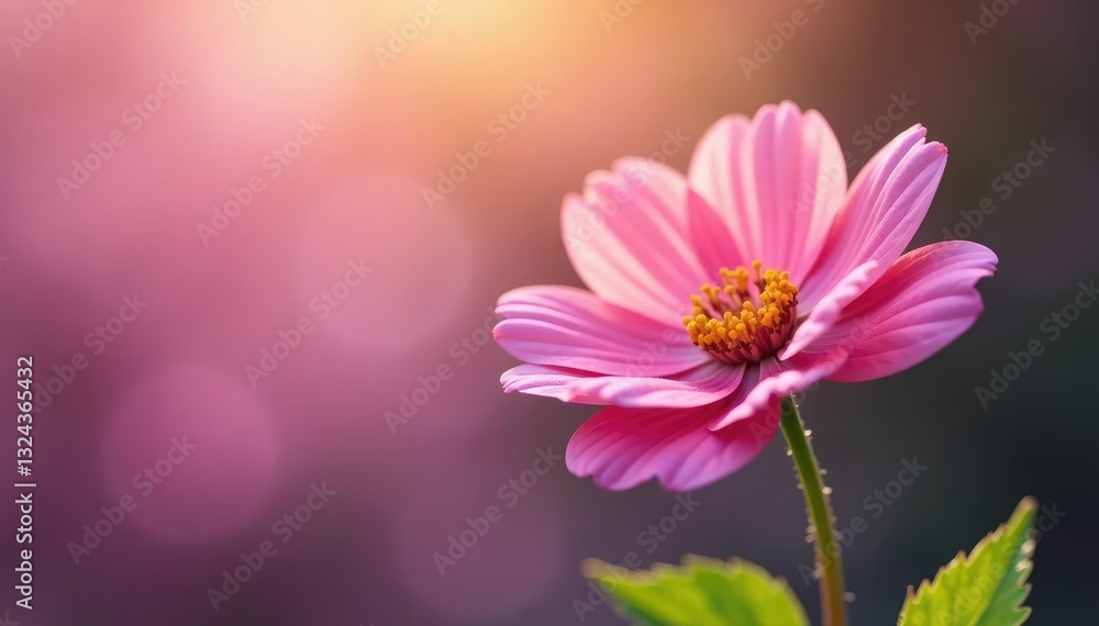 Single blooming flower with delicate petals and stem, floral, blossoms Single blooming flower with delicate petals and stem, floral, blossoms