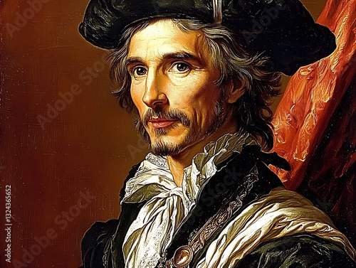 Renaissance Man Portrait for Dark Background.
