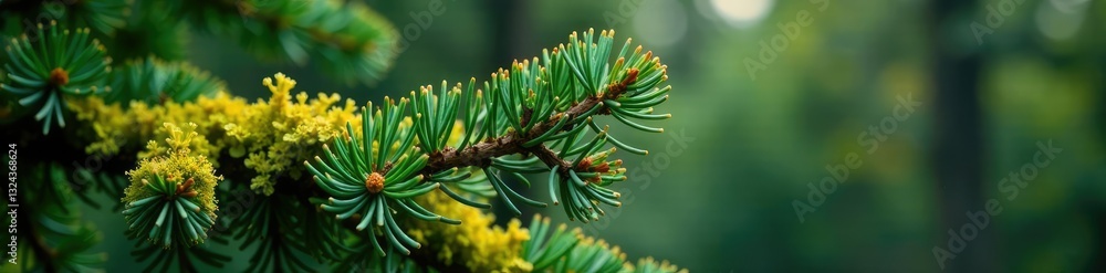 Spruce tree branches with lichen and moss isolated, moss, earthy Spruce tree branches with lichen and moss isolated, moss, earthy