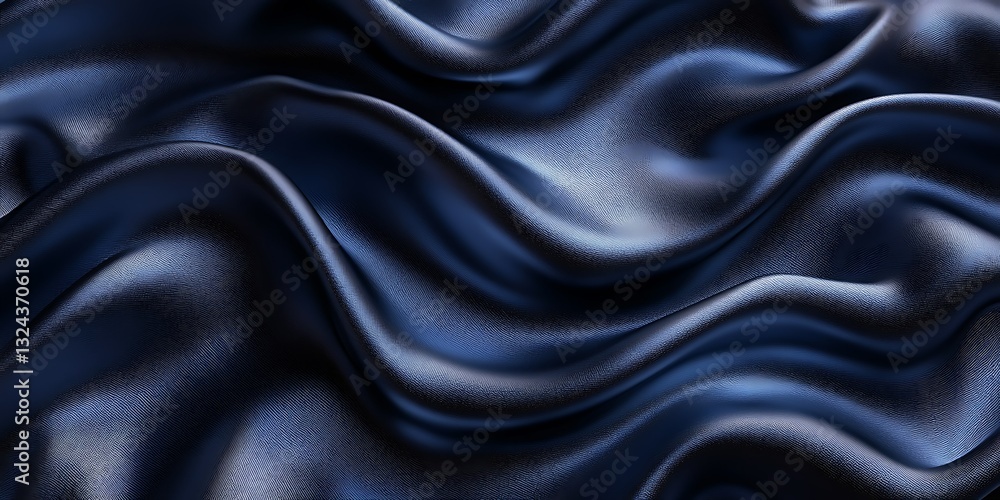 Obraz premium Dark blue silk fabric waves