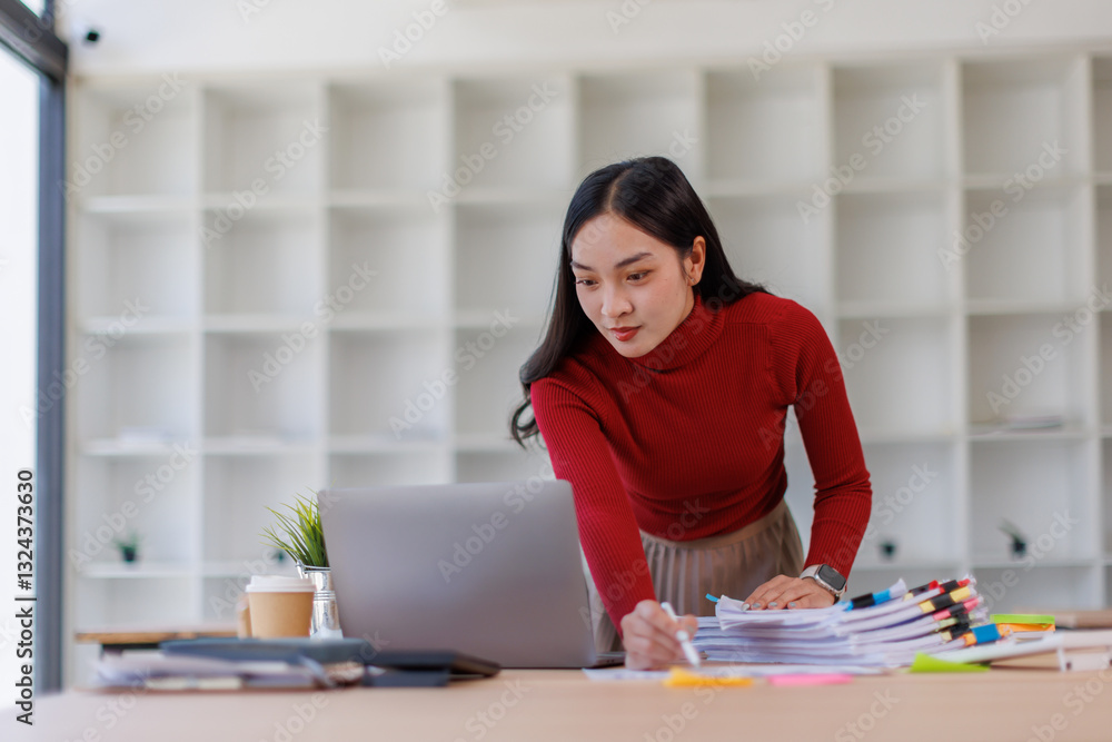 Auditor business woman Business Documents checking searching document legal prepare paperwork or report for analysis TAX time,accountant Documents data contract partner deal in workplace office. Auditor business woman Business Documents checking searching document legal prepare paperwork or report for analysis TAX time,accountant Documents data contract partner deal in workplace office.