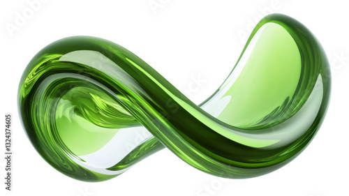 Green mobius strip rotating on transparent background
