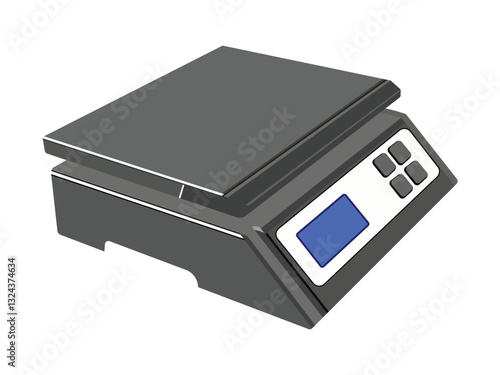 Digital weighing scale vector illustration, electronic balance with lcd display and buttons