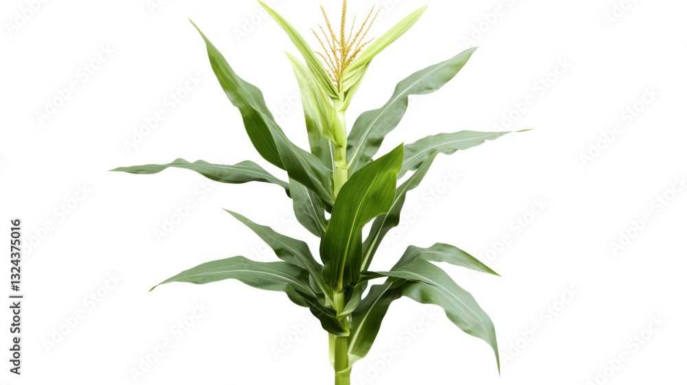 Fototapeta premium Young corn plant growing with transparent background