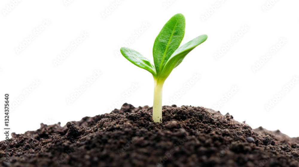 Small plant growing in fertile soil on transparent background Small plant growing in fertile soil on transparent background